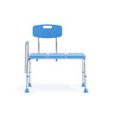 HERCULES Adjustable Bath & Shower Transfer Bench with Height-Adjust Frame, Supportive Back, Side Arm, 300 lbs. Static Weight Capacity in Blue