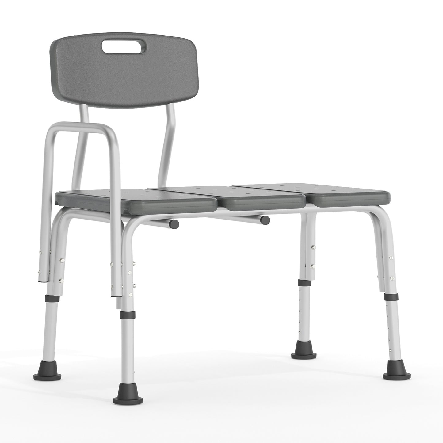 HERCULES Series 300 Lb. Capacity Adjustable Gray Bath & Shower Transfer Bench with Back and Side Arm