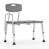 HERCULES Series 300 Lb. Capacity Adjustable Gray Bath & Shower Transfer Bench with Back and Side Arm