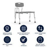 HERCULES Series 300 Lb. Capacity Adjustable Gray Bath & Shower Transfer Bench with Back and Side Arm