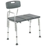HERCULES Series 300 Lb. Capacity Adjustable Gray Bath & Shower Transfer Bench with Back and Side Arm