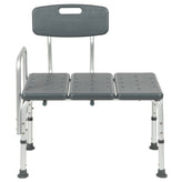 HERCULES Series 300 Lb. Capacity Adjustable Gray Bath & Shower Transfer Bench with Back and Side Arm