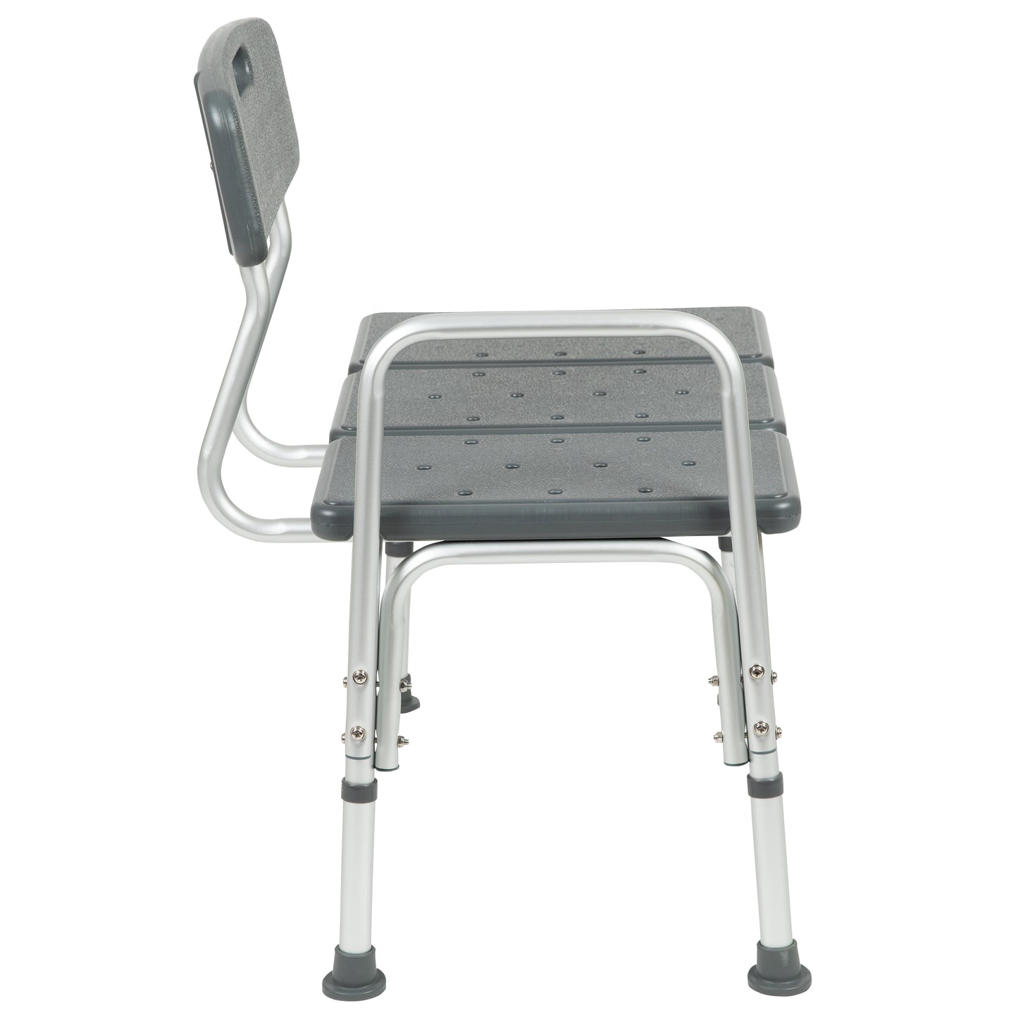 HERCULES Series 300 Lb. Capacity Adjustable Gray Bath & Shower Transfer Bench with Back and Side Arm