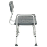 HERCULES Series 300 Lb. Capacity Adjustable Gray Bath & Shower Transfer Bench with Back and Side Arm
