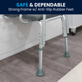 HERCULES Series 300 Lb. Capacity Adjustable Gray Bath & Shower Transfer Bench with Back and Side Arm