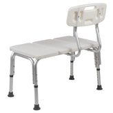 HERCULES Series 300 Lb. Capacity Adjustable White Bath & Shower Transfer Bench with Back and Side Arm