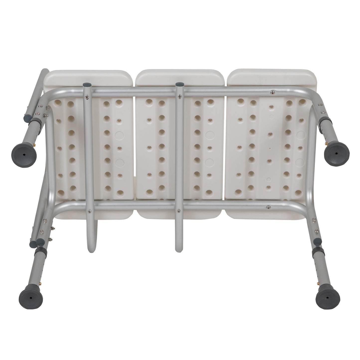 HERCULES Series 300 Lb. Capacity Adjustable White Bath & Shower Transfer Bench with Back and Side Arm