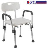 HERCULES Series 300 Lb. Capacity, Adjustable White Bath & Shower Chair with Depth Adjustable Back