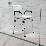 HERCULES Series 300 Lb. Capacity, Adjustable White Bath & Shower Chair with Depth Adjustable Back