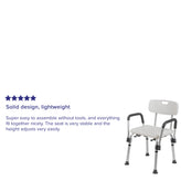 HERCULES Series 300 Lb. Capacity, Adjustable White Bath & Shower Chair with Depth Adjustable Back