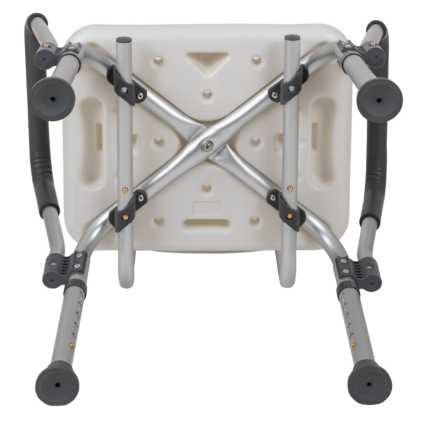 HERCULES Series 300 Lb. Capacity, Adjustable White Bath & Shower Chair with Depth Adjustable Back