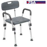 HERCULES Series 300 Lb. Capacity Adjustable Gray Bath & Shower Chair with Quick Release Back & Arms