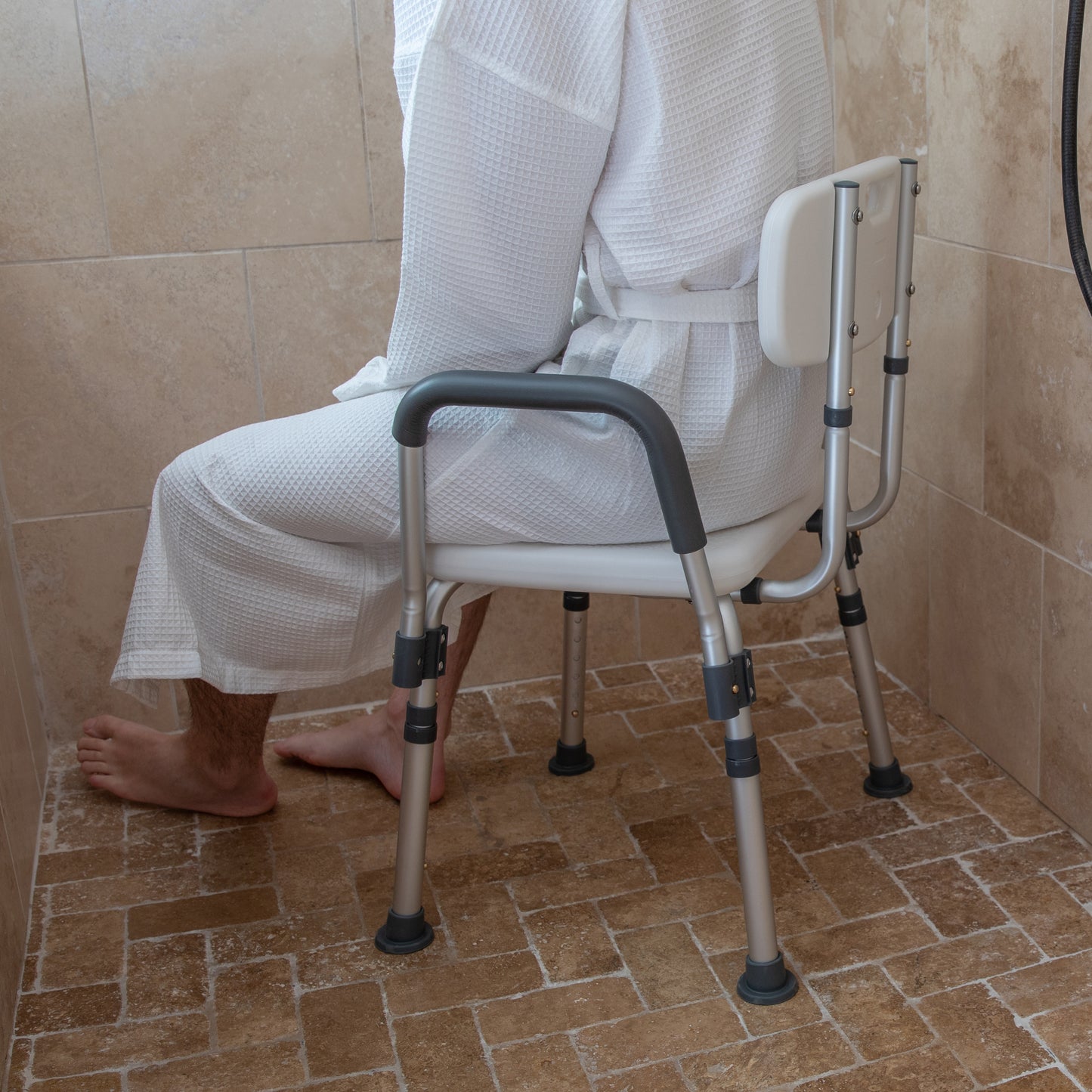 HERCULES Series 300 Lb. Capacity Adjustable Gray Bath & Shower Chair with Quick Release Back & Arms