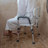 HERCULES Series 300 Lb. Capacity Adjustable Gray Bath & Shower Chair with Quick Release Back & Arms