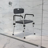 HERCULES Series 300 Lb. Capacity Adjustable Gray Bath & Shower Chair with Quick Release Back & Arms