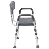 HERCULES Series 300 Lb. Capacity Adjustable Gray Bath & Shower Chair with Quick Release Back & Arms