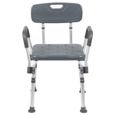 HERCULES Series 300 Lb. Capacity Adjustable Gray Bath & Shower Chair with Quick Release Back & Arms