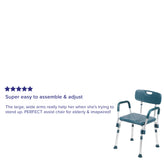 HERCULES Series 300 Lb. Capacity Adjustable Navy Bath & Shower Chair with Quick Release Back & Arms