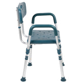HERCULES Series 300 Lb. Capacity Adjustable Navy Bath & Shower Chair with Quick Release Back & Arms