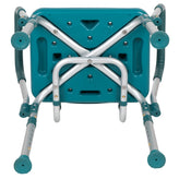 HERCULES Series 300 Lb. Capacity Adjustable Teal Bath & Shower Chair with Quick Release Back & Arms