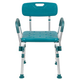 HERCULES Series 300 Lb. Capacity Adjustable Teal Bath & Shower Chair with Quick Release Back & Arms