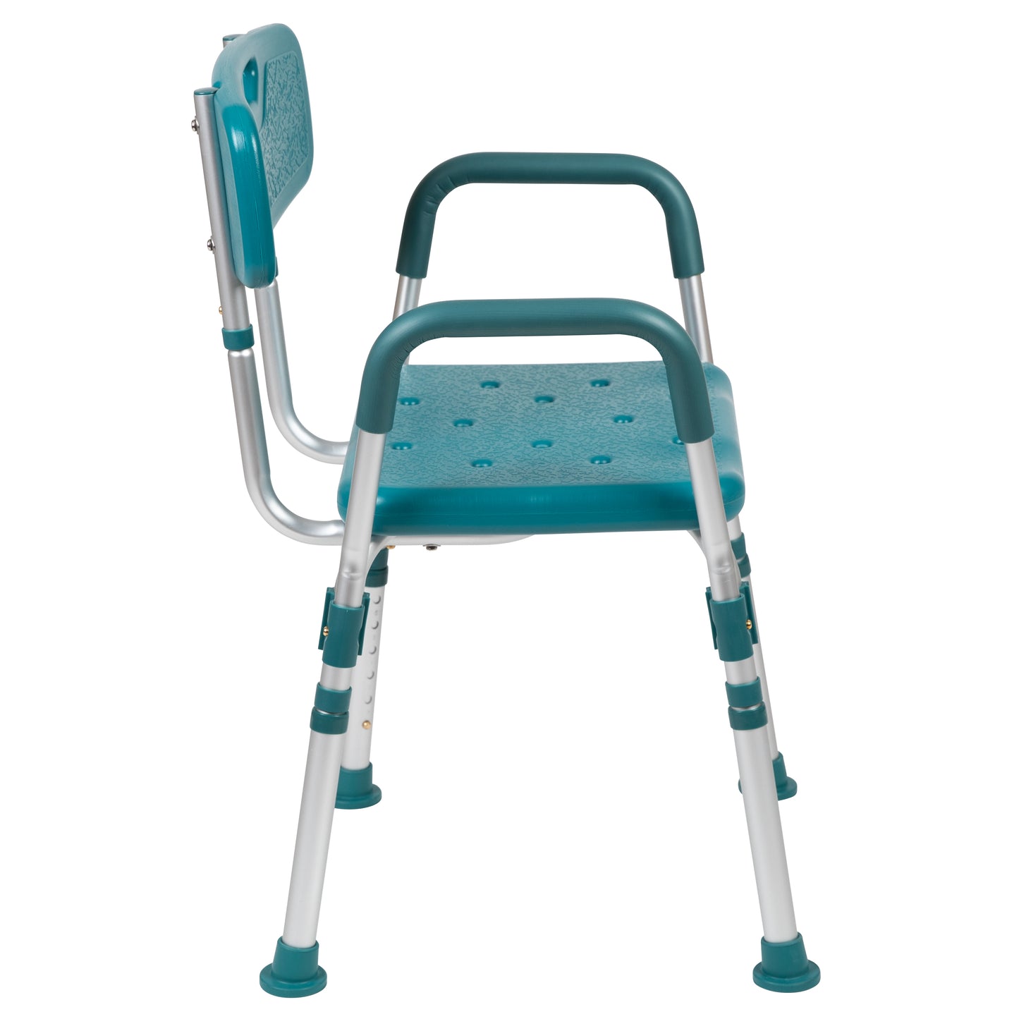 HERCULES Series 300 Lb. Capacity Adjustable Teal Bath & Shower Chair with Quick Release Back & Arms