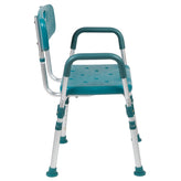 HERCULES Series 300 Lb. Capacity Adjustable Teal Bath & Shower Chair with Quick Release Back & Arms