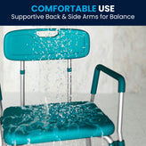 HERCULES Series 300 Lb. Capacity Adjustable Teal Bath & Shower Chair with Quick Release Back & Arms