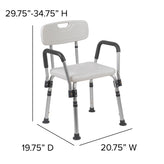 HERCULES Series 300 Lb. Capacity Adjustable White Bath & Shower Chair with Quick Release Back & Arms