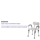 HERCULES Series 300 Lb. Capacity Adjustable White Bath & Shower Chair with Quick Release Back & Arms