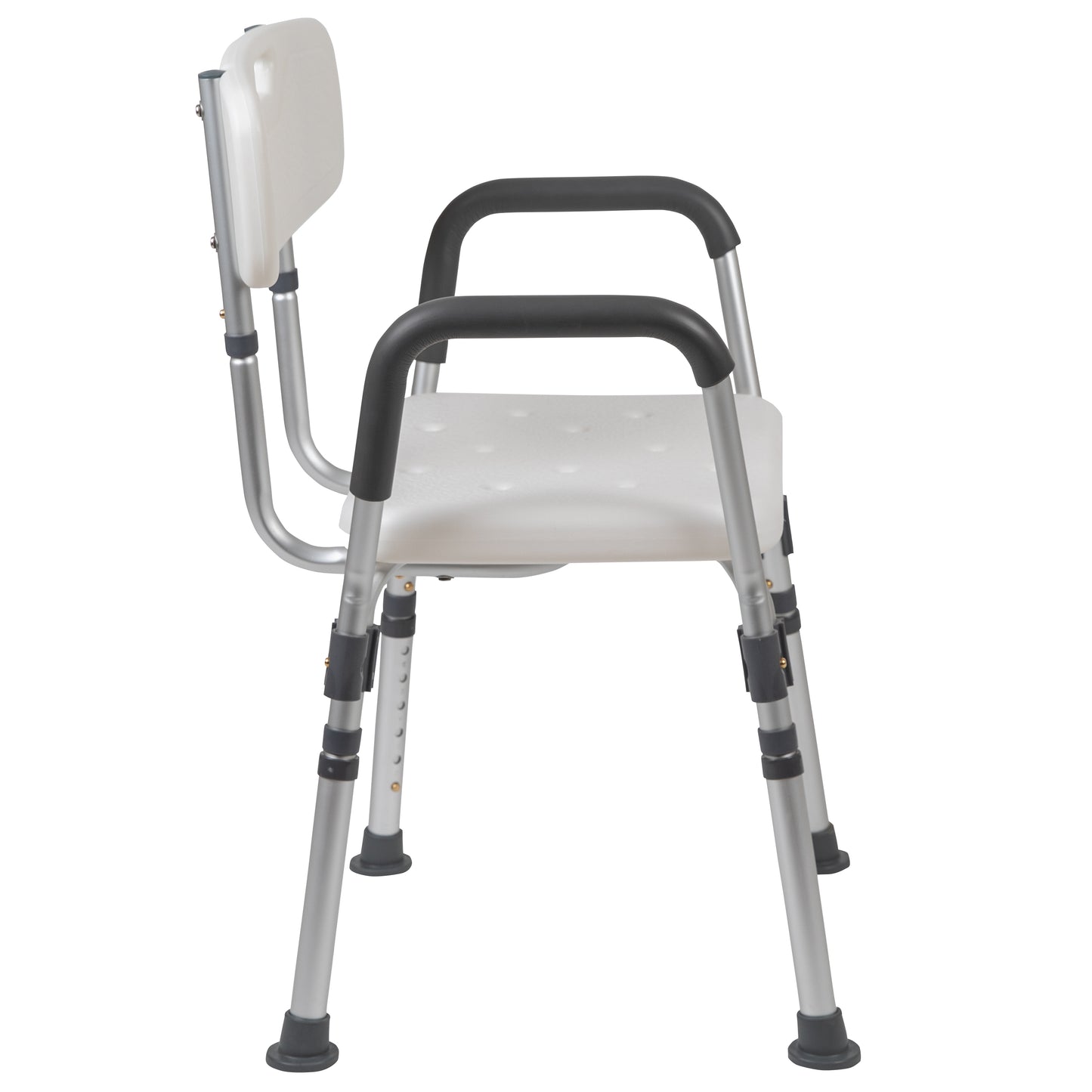 HERCULES Series 300 Lb. Capacity Adjustable White Bath & Shower Chair with Quick Release Back & Arms
