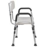 HERCULES Series 300 Lb. Capacity Adjustable White Bath & Shower Chair with Quick Release Back & Arms
