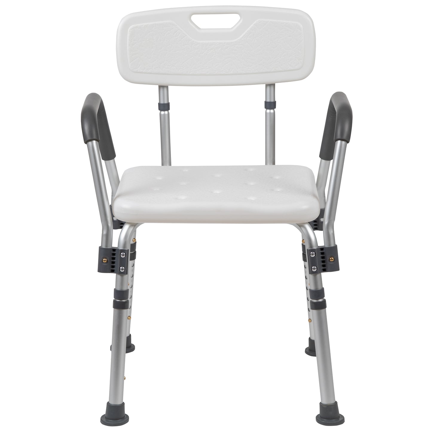 HERCULES Series 300 Lb. Capacity Adjustable White Bath & Shower Chair with Quick Release Back & Arms