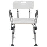 HERCULES Series 300 Lb. Capacity Adjustable White Bath & Shower Chair with Quick Release Back & Arms