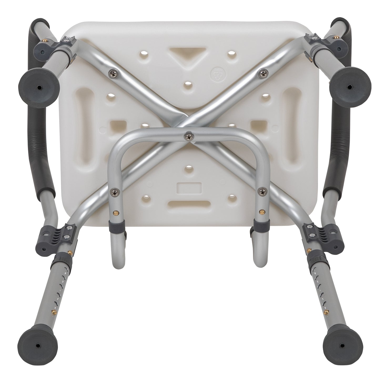 HERCULES Series 300 Lb. Capacity Adjustable White Bath & Shower Chair with Quick Release Back & Arms