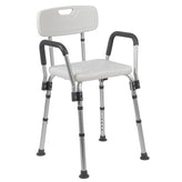 HERCULES Series 300 Lb. Capacity Adjustable White Bath & Shower Chair with Quick Release Back & Arms