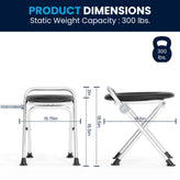 HERCULES Folding Travel Toilet with Toilet Tissue Holder, Cushioned Vinyl Seat, and Stainless Steel Frame with Non-Slip Rubber Feet in Black