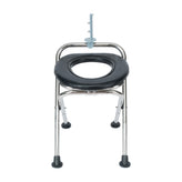 HERCULES Folding Travel Toilet with Toilet Tissue Holder, Cushioned Vinyl Seat, and Stainless Steel Frame with Non-Slip Rubber Feet in Black