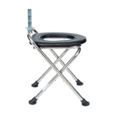 HERCULES Folding Travel Toilet with Toilet Tissue Holder, Cushioned Vinyl Seat, and Stainless Steel Frame with Non-Slip Rubber Feet in Black