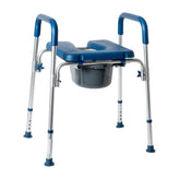 Hercules Blue Shower Commode Chair with Safety Rail, Height Adjustable Frame, Padded Seat & Armrests, Commode Pail with Lid, Fits Most Toilets