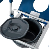 Hercules Blue Shower Commode Chair with Safety Rail, Height Adjustable Frame, Padded Seat & Armrests, Commode Pail with Lid, Fits Most Toilets