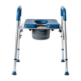 Hercules Blue Shower Commode Chair with Safety Rail, Height Adjustable Frame, Padded Seat & Armrests, Commode Pail with Lid, Fits Most Toilets