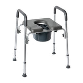 Hercules Gray Shower Commode Chair with Safety Rail, Height Adjustable Frame, Padded Seat & Armrests, Commode Pail with Lid, Fits Most Toilets