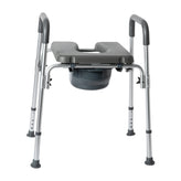 Hercules Gray Shower Commode Chair with Safety Rail, Height Adjustable Frame, Padded Seat & Armrests, Commode Pail with Lid, Fits Most Toilets