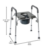 Hercules Gray Shower Commode Chair with Safety Rail, Height Adjustable Frame, Padded Seat & Armrests, Commode Pail with Lid, Fits Most Toilets