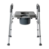 Hercules Gray Shower Commode Chair with Safety Rail, Height Adjustable Frame, Padded Seat & Armrests, Commode Pail with Lid, Fits Most Toilets