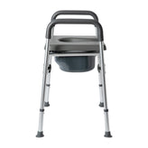 Hercules Gray Shower Commode Chair with Safety Rail, Height Adjustable Frame, Padded Seat & Armrests, Commode Pail with Lid, Fits Most Toilets