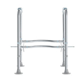 HERCULES Adjustable Toilet Safety Rail with Silver Steel Frame, Gray Padded Handles and Suction Cup Feet for Stability