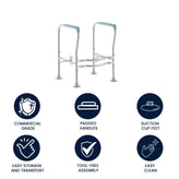 HERCULES Adjustable Toilet Safety Rail with Silver Steel Frame, Gray Padded Handles and Suction Cup Feet for Stability