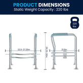 HERCULES Adjustable Toilet Safety Rail with Silver Steel Frame, Gray Padded Handles and Suction Cup Feet for Stability